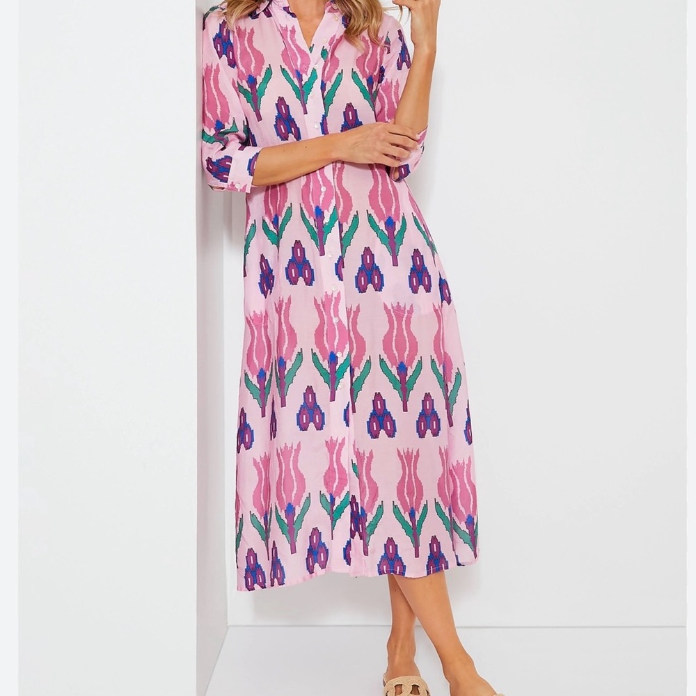 Oliphant Samba Pink and Purple Patterned Midi Dress